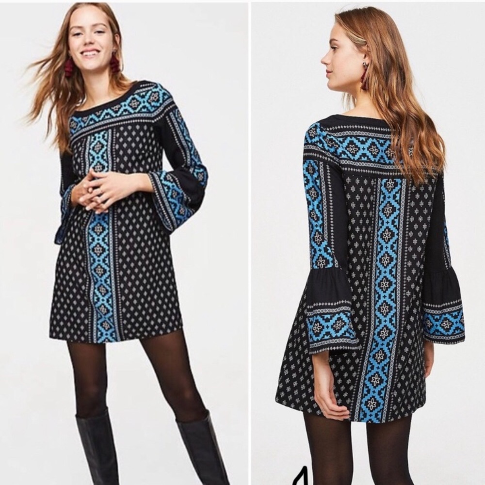 LOFT long sleeve patterned dress - Size S
